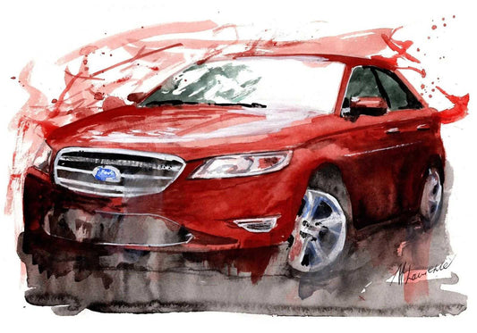 Ford Taurus SHO Print Watercolour Painting Limited Print Mondeo ArtbyMyleslaurence