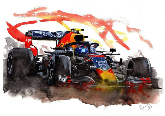 Formula 1 Red Bull Racing Print Watercolour Painting Limited Print F1 One ArtbyMyleslaurence