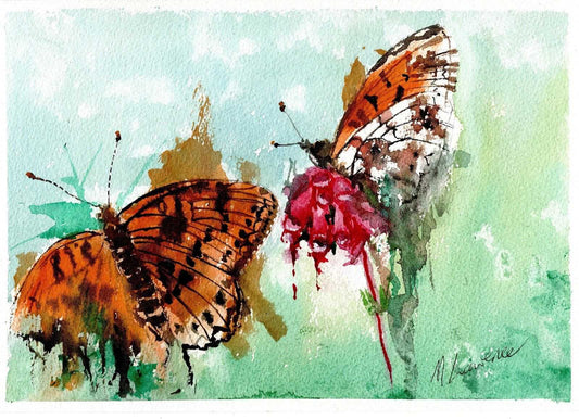 Fritillary Butterfly Painting Numbered limited edition Giclee Print of a Watercolour Painting ArtbyMyleslaurence