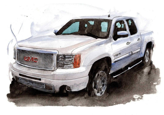 GMC Sierra Print Watercolour Painting Truck Suv Pickup Limited Print ArtbyMyleslaurence