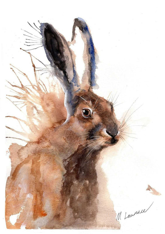 Hare Painting Numbered limited edition Giclee Print of a Watercolour Painting ArtbyMyleslaurence