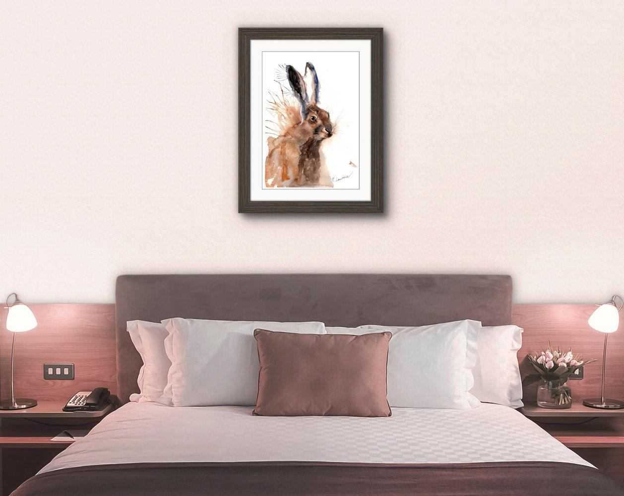 Hare Painting Numbered limited edition Giclee Print of a Watercolour Painting ArtbyMyleslaurence