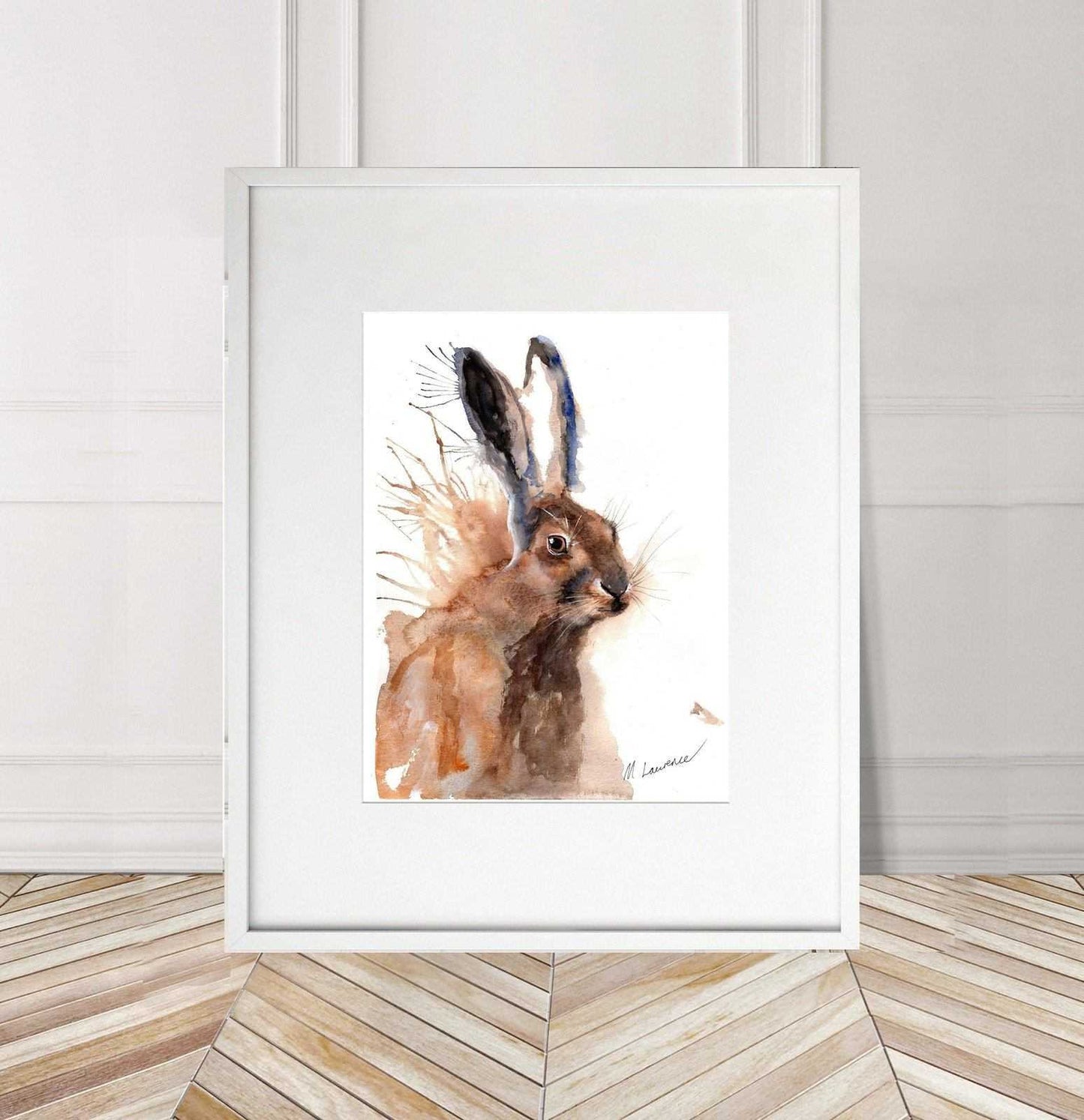 Hare Painting Numbered limited edition Giclee Print of a Watercolour Painting ArtbyMyleslaurence