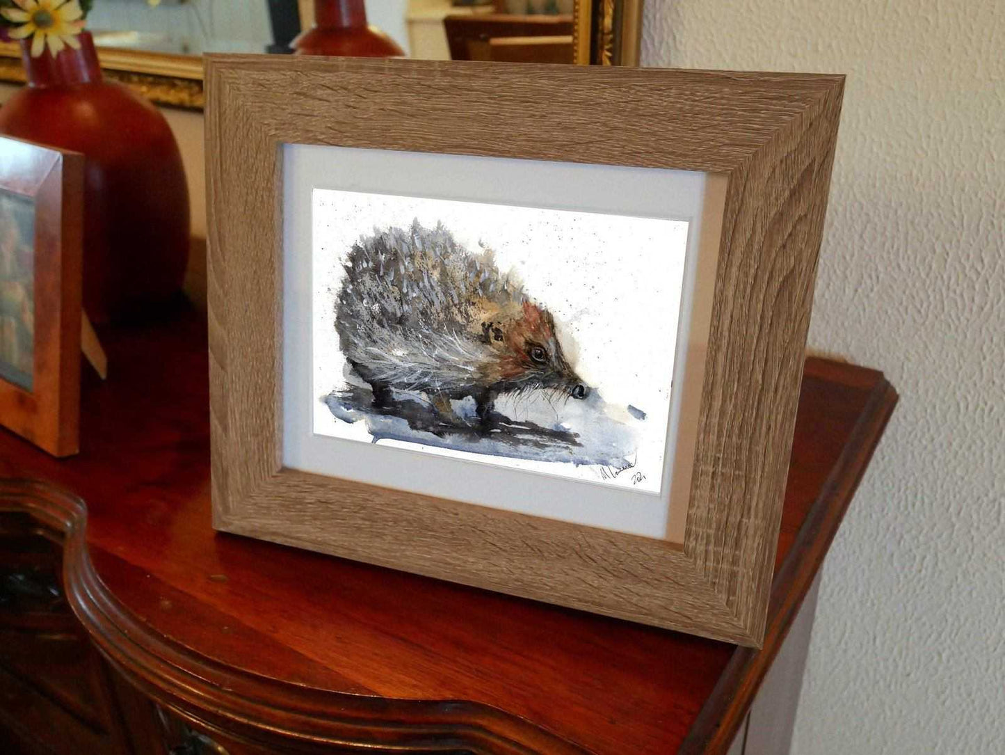Hedgehog Painting Numbered limited edition Giclee Print of a Watercolour Painting ArtbyMyleslaurence