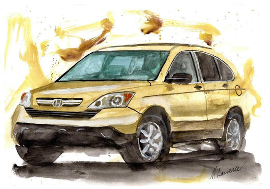 Honda CRV Print Watercolour Painting SUV Limited Print ArtbyMyleslaurence