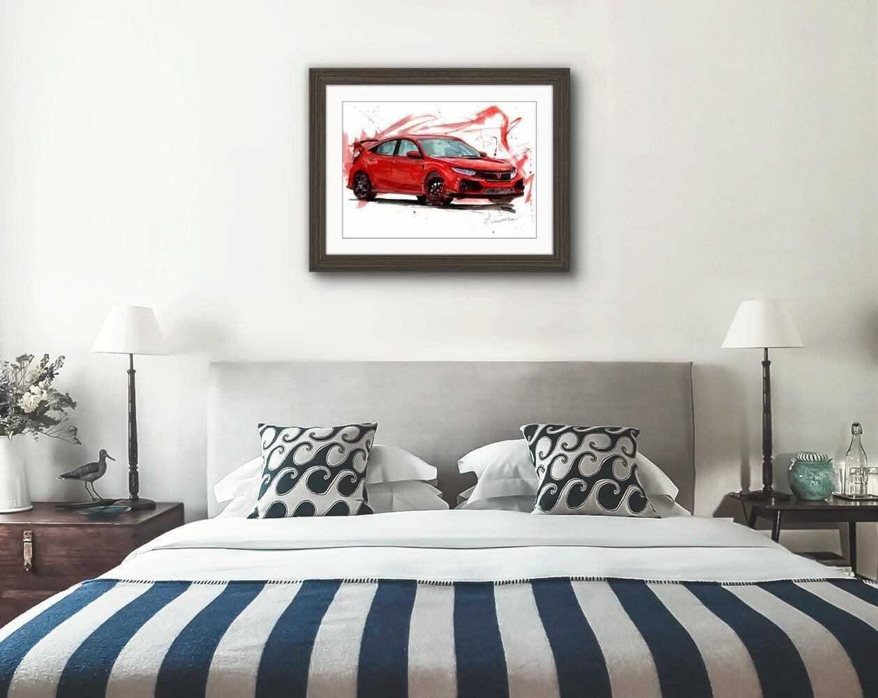 Honda Civic Type R Print Watercolour Painting Limited Print ArtbyMyleslaurence