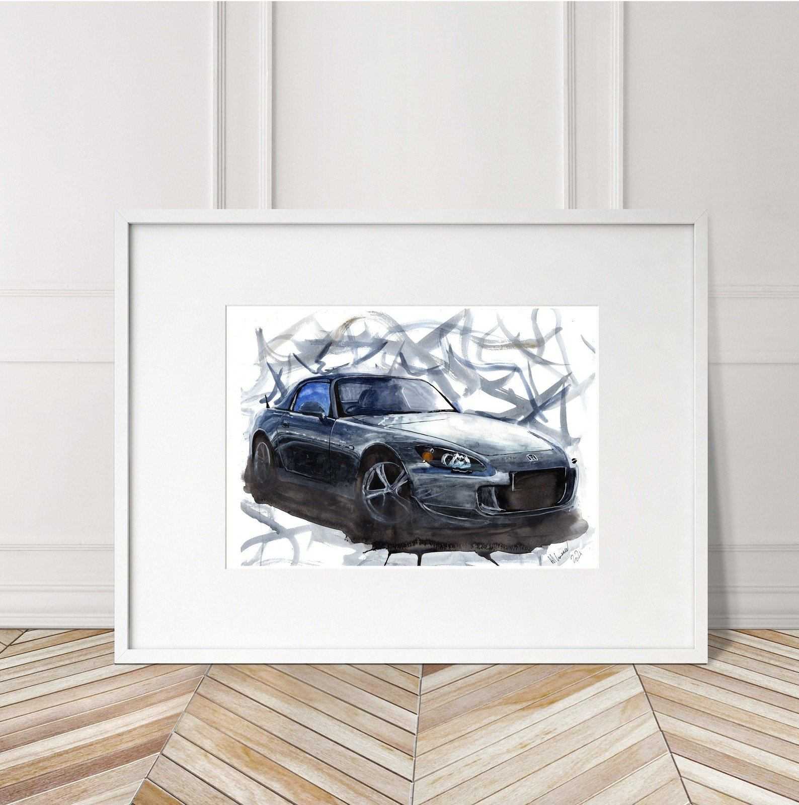 Honda S2000 Print Watercolour Painting Car Limited Print ArtbyMyleslaurence