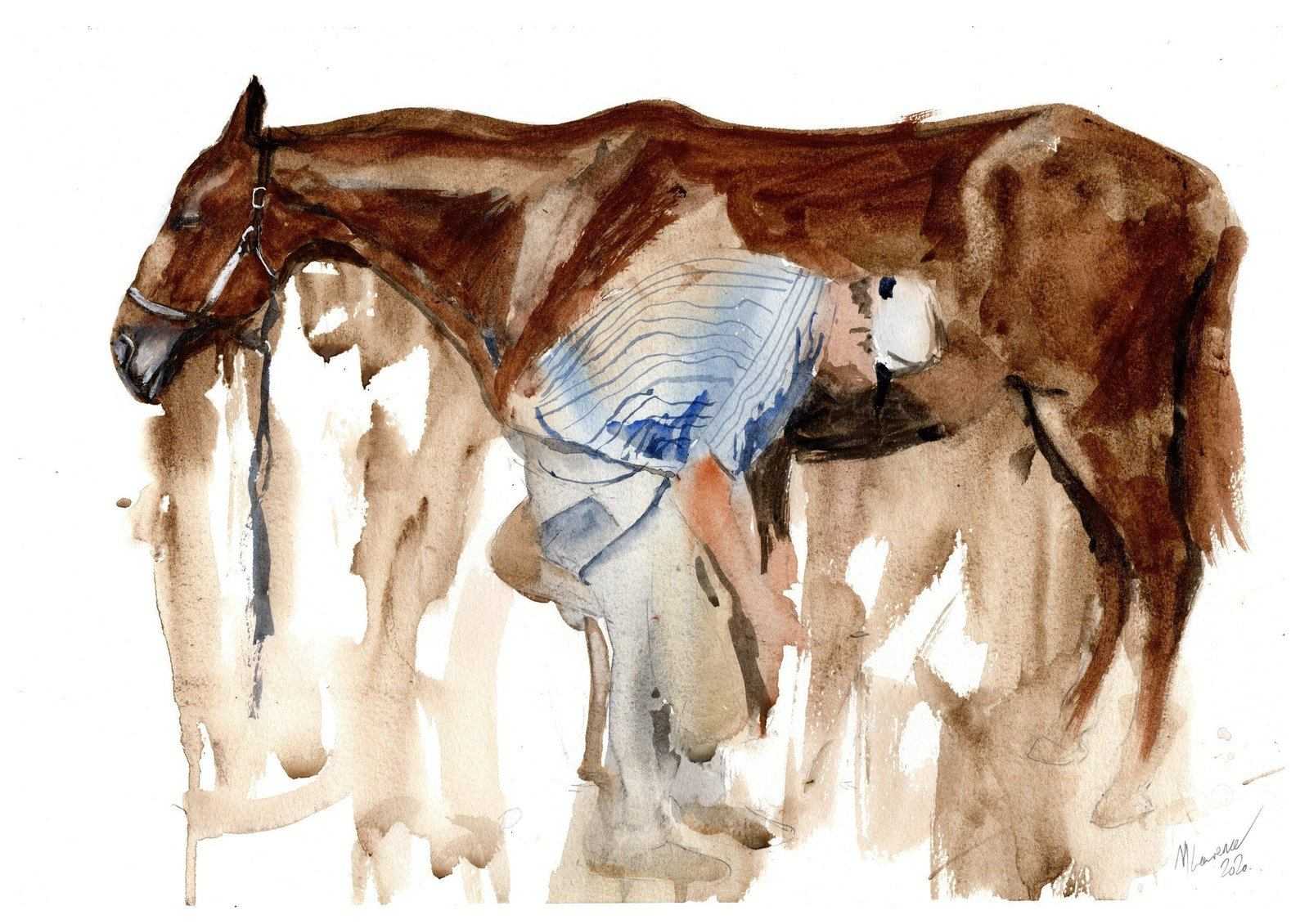 Horse Farrier Painting Numbered limited edition Giclee Print of a Watercolour Painting ArtbyMyleslaurence