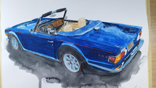 Triumph TR6 Watercolour Painting Commission