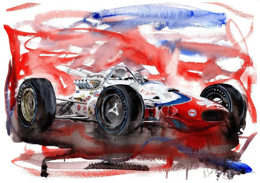 Indy 500 Classic Foyt Print Watercolour Painting winning Lotus Race Car Limited Print ArtbyMyleslaurence