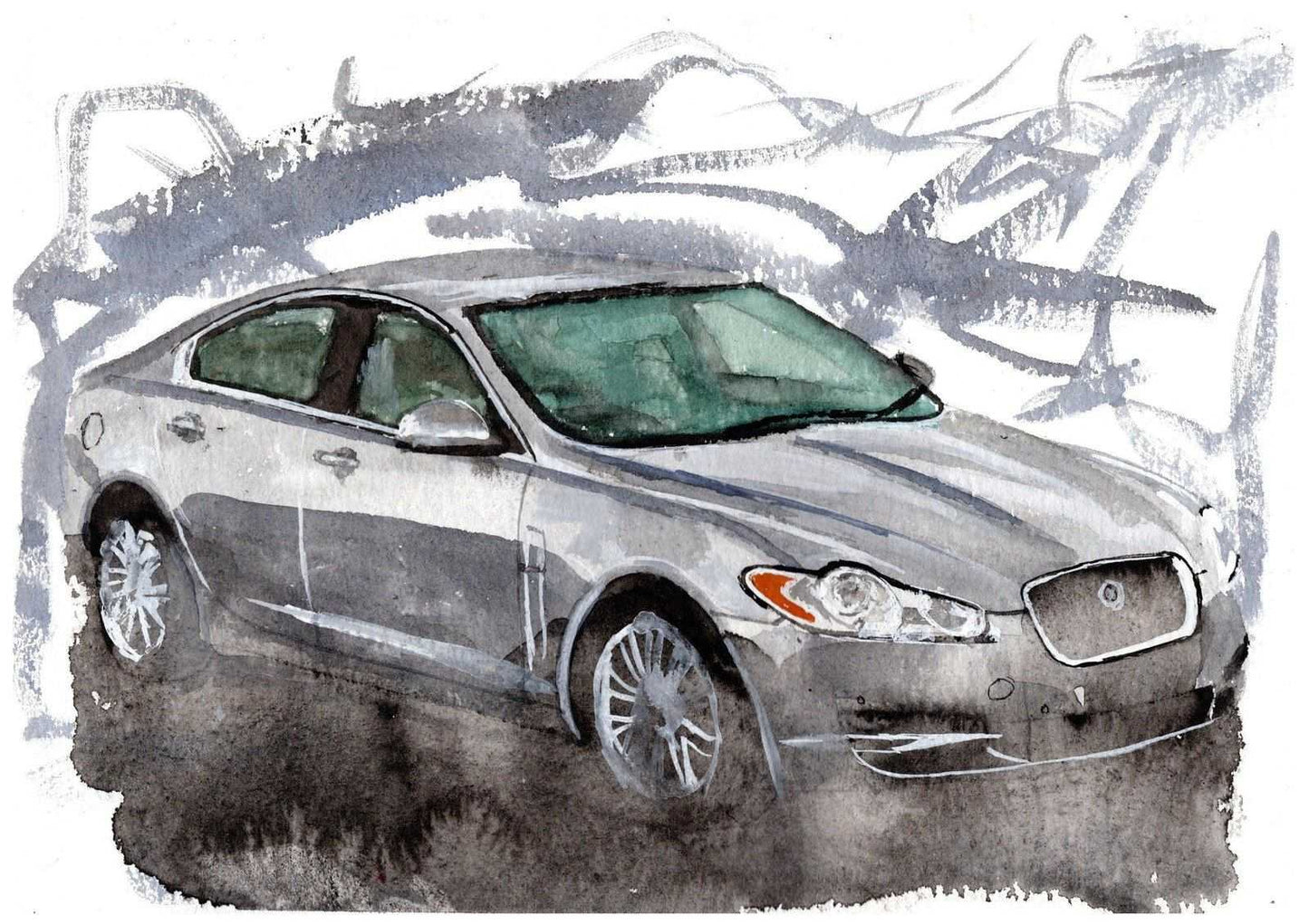 Jaguar XF Print Watercolour Painting Limited Print Automobile ArtbyMyleslaurence