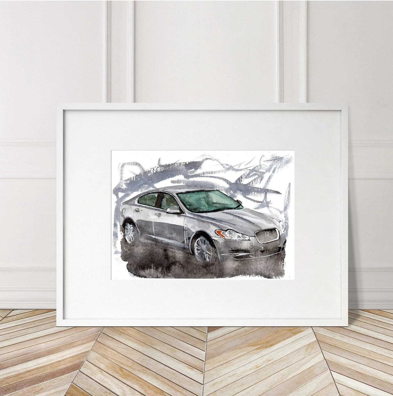 Jaguar XF Print Watercolour Painting Limited Print Automobile ArtbyMyleslaurence