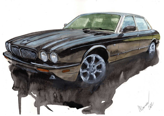 Jaguar XJR Painting Watercolour Limited Print Automobile ArtbyMyleslaurence