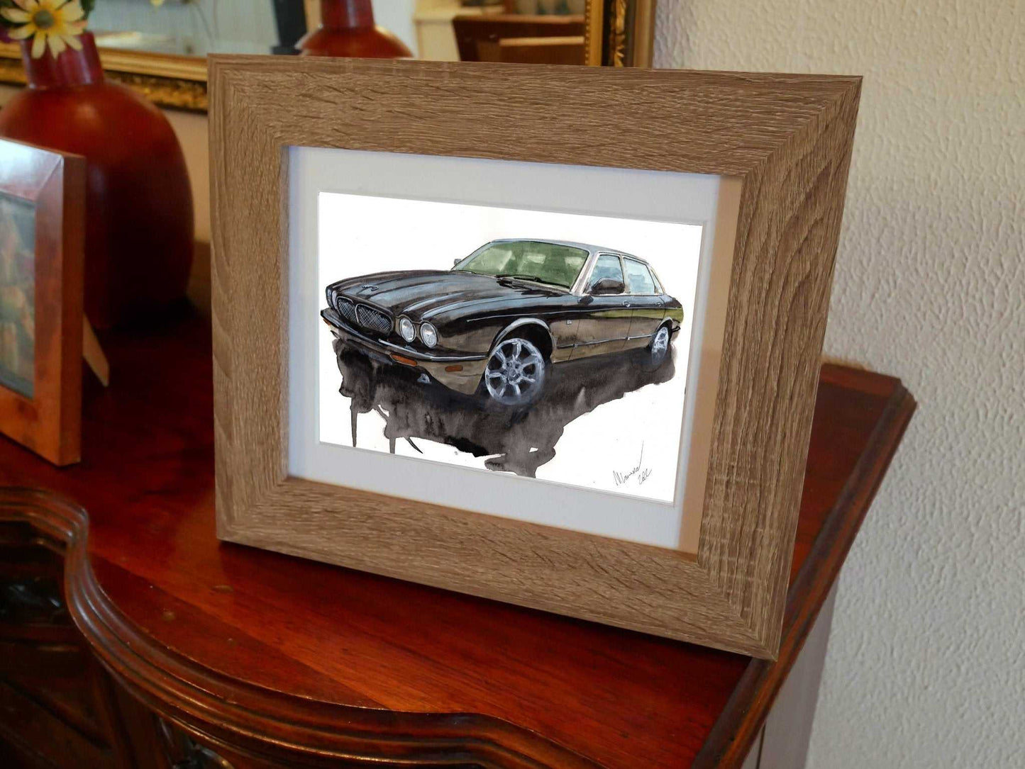 Jaguar XJR Painting Watercolour Limited Print Automobile ArtbyMyleslaurence