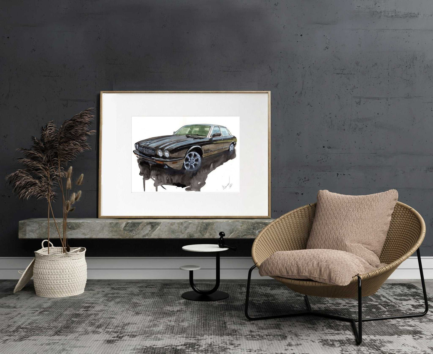 Jaguar XJR Painting Watercolour Limited Print Automobile ArtbyMyleslaurence