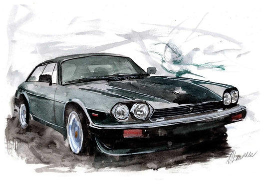 Jaguar XJS Print Watercolour Painting Limited Print Automobile ArtbyMyleslaurence