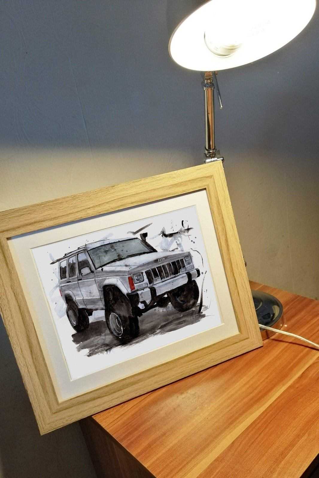 Jeep Cherokee Print SUV Watercolour Painting Limited Print ArtbyMyleslaurence