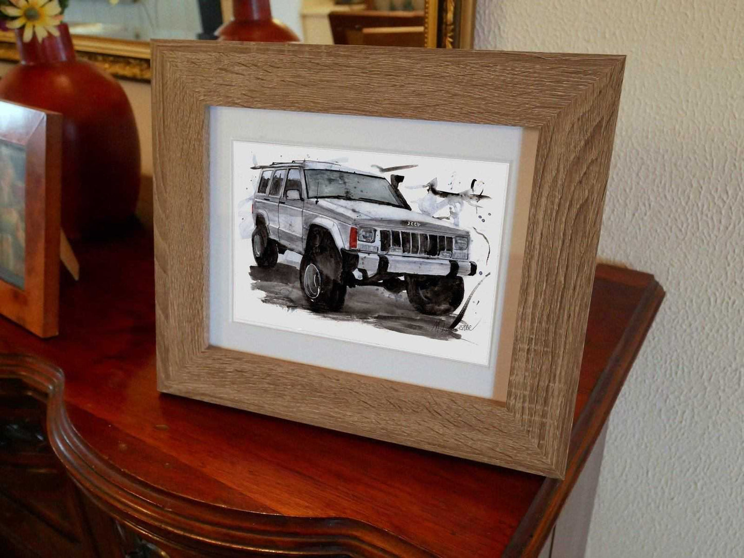 Jeep Cherokee Print SUV Watercolour Painting Limited Print ArtbyMyleslaurence