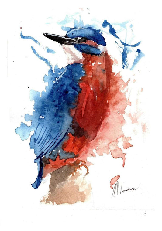 Kingfisher Painting Numbered limited edition Giclee Print of a Watercolour Painting ArtbyMyleslaurence