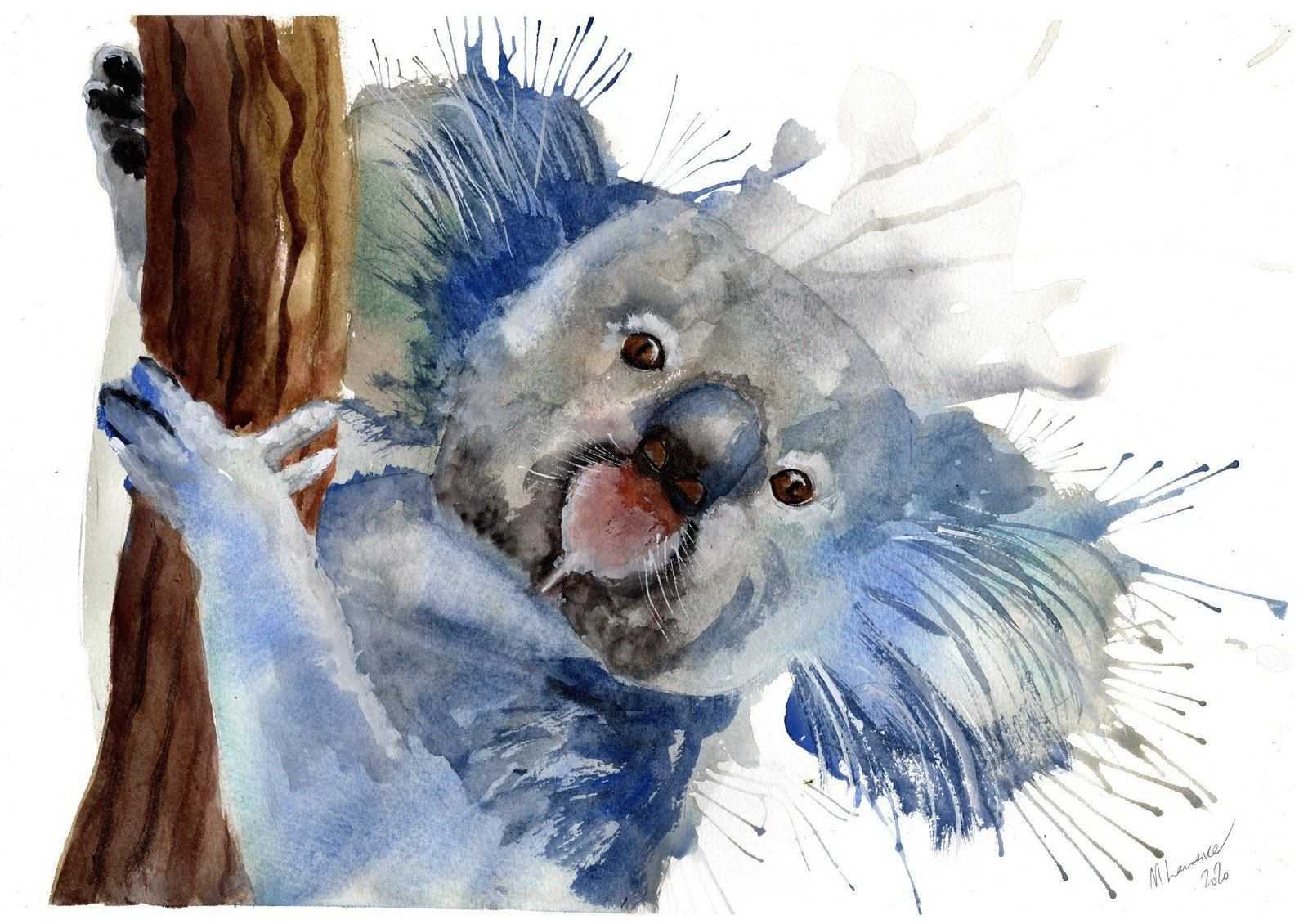 Koala Painting Numbered limited edition Giclee Print of a Watercolour Painting ArtbyMyleslaurence