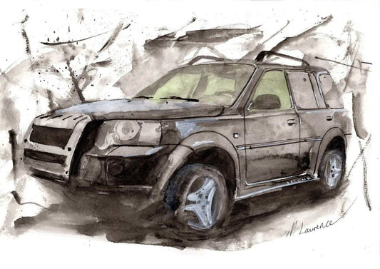 Land Rover Freelander Print Watercolour Painting Limited Print ArtbyMyleslaurence