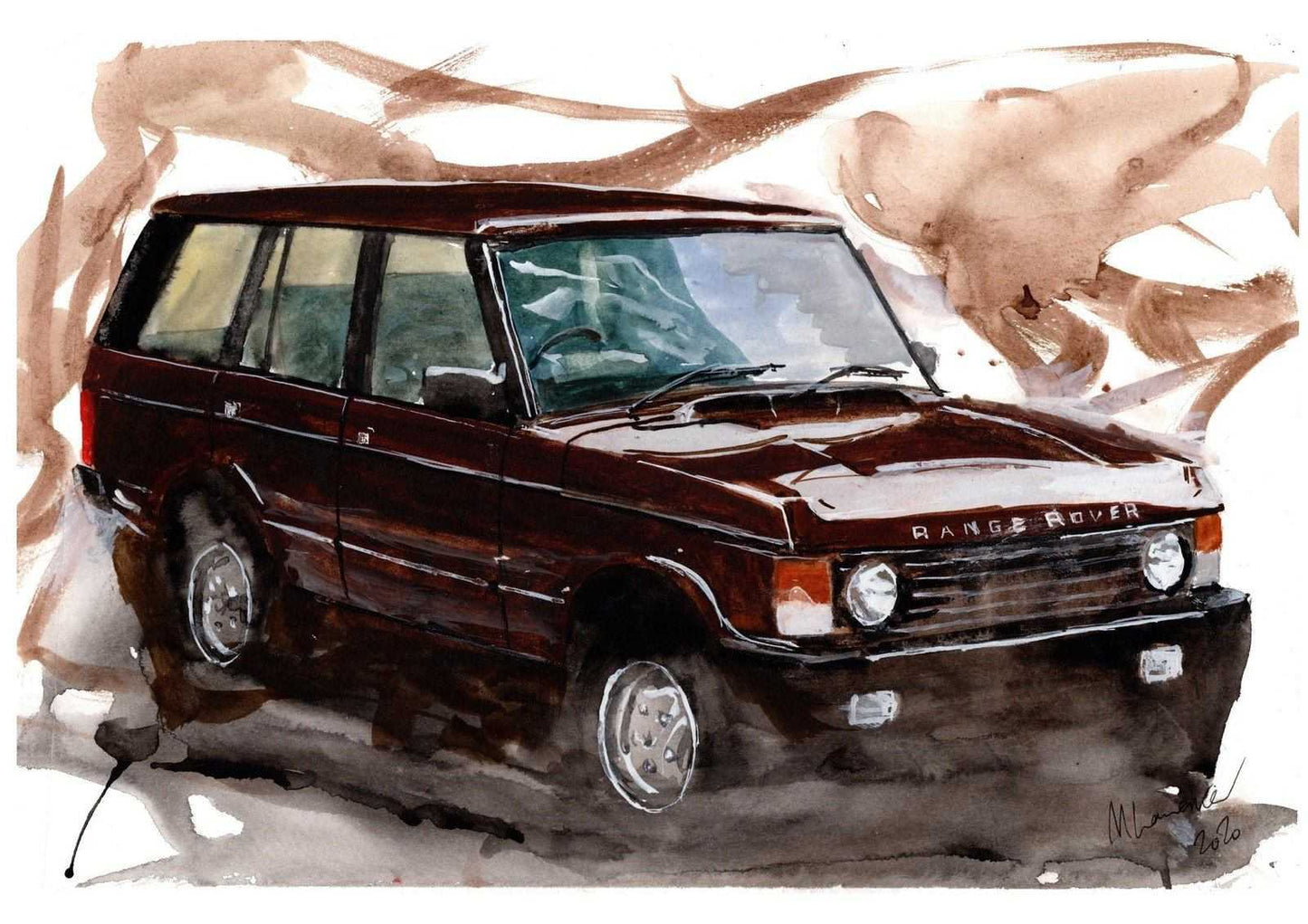 Land Rover Range Rover Print Watercolour Painting Limited Print ArtbyMyleslaurence