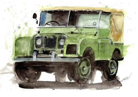 Landrover Series 1 Print Watercolour Painting Limited Print ArtbyMyleslaurence