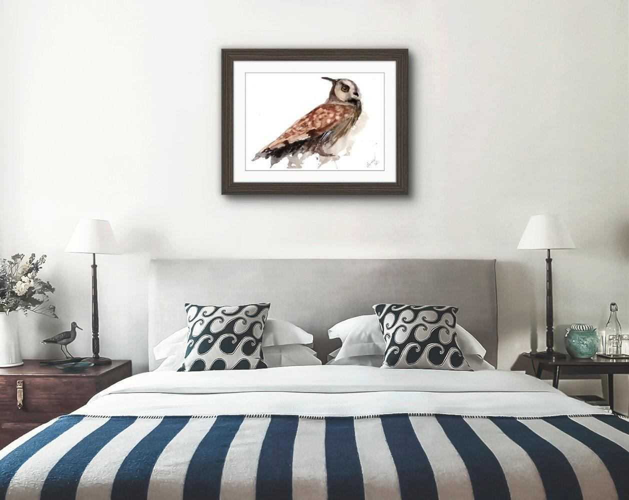 Long Eared Owl Painting Numbered limited edition Giclee Print of a Watercolour Painting ArtbyMyleslaurence