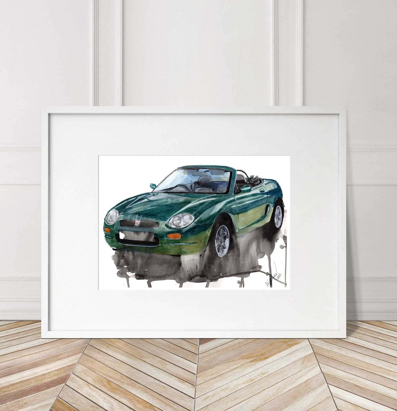 MGF Print Watercolour Painting Limited Print giclee print classic British Car ArtbyMyleslaurence