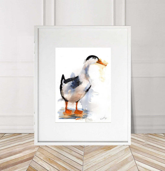 Magpie Duck Painting Numbered limited edition Giclee Print of a Watercolour Painting ArtbyMyleslaurence