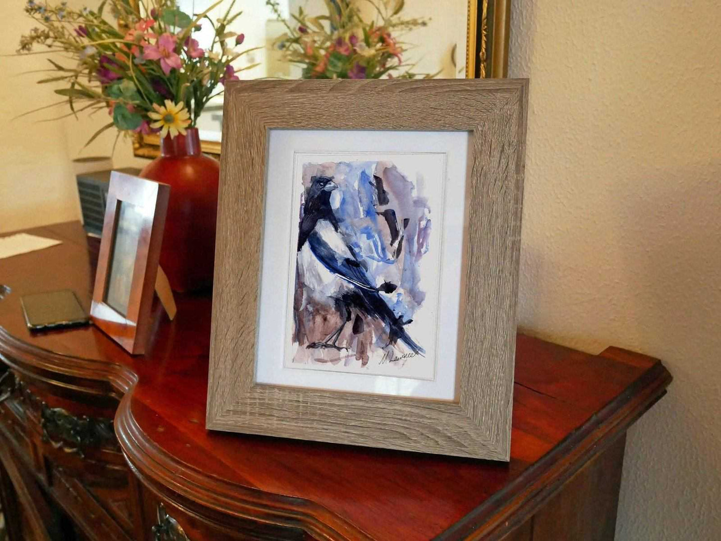 Magpie Painting Numbered limited edition Giclee Print of a Watercolour Painting ArtbyMyleslaurence