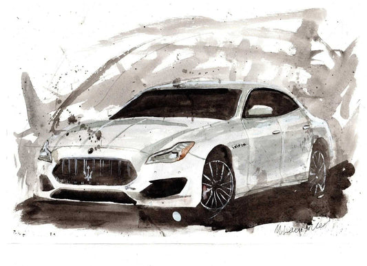 Maserati Quattro Porto Print Watercolour Painting Limited Print ArtbyMyleslaurence