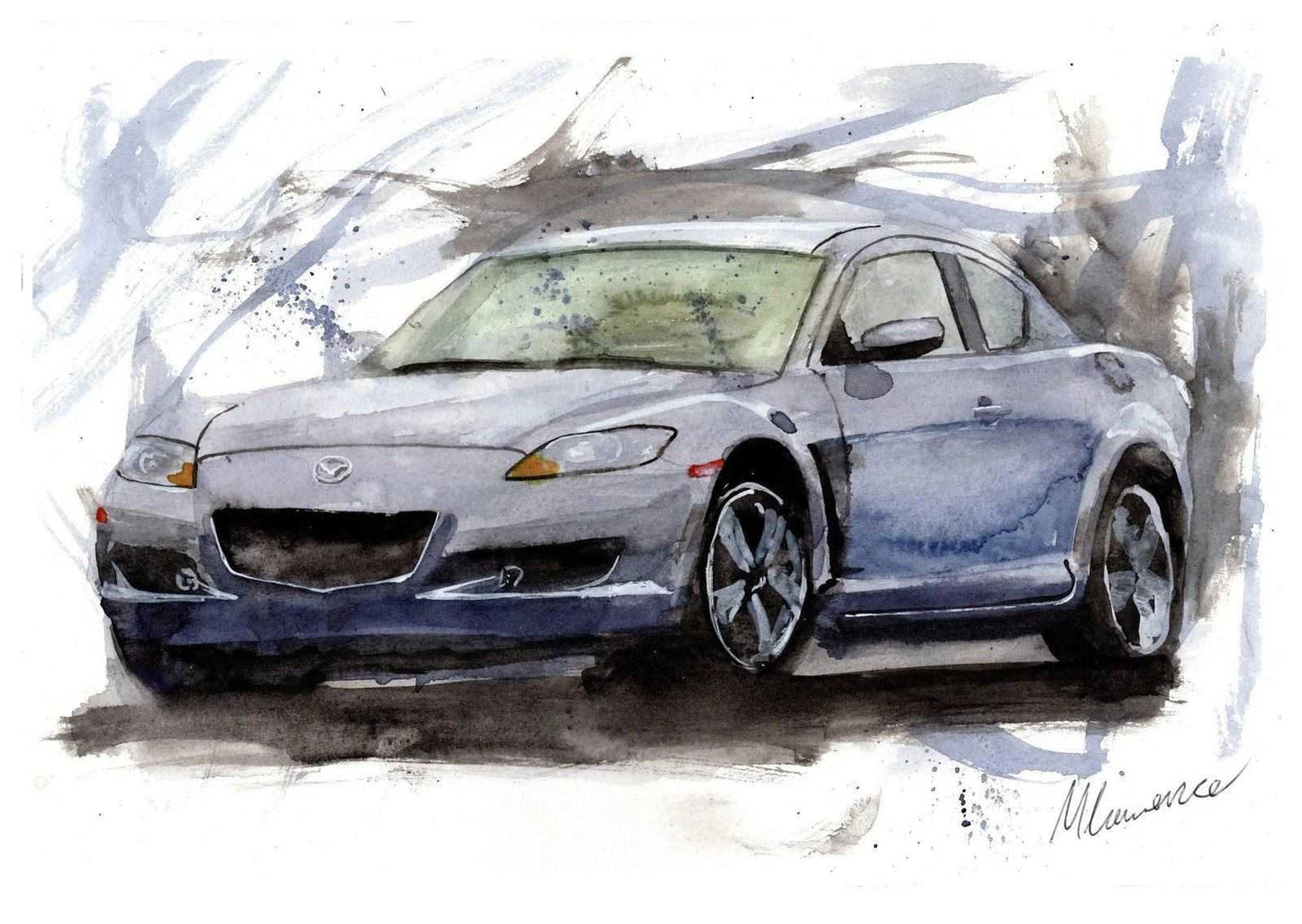 Mazda Rx8 Print Watercolour Painting Limited Print ArtbyMyleslaurence