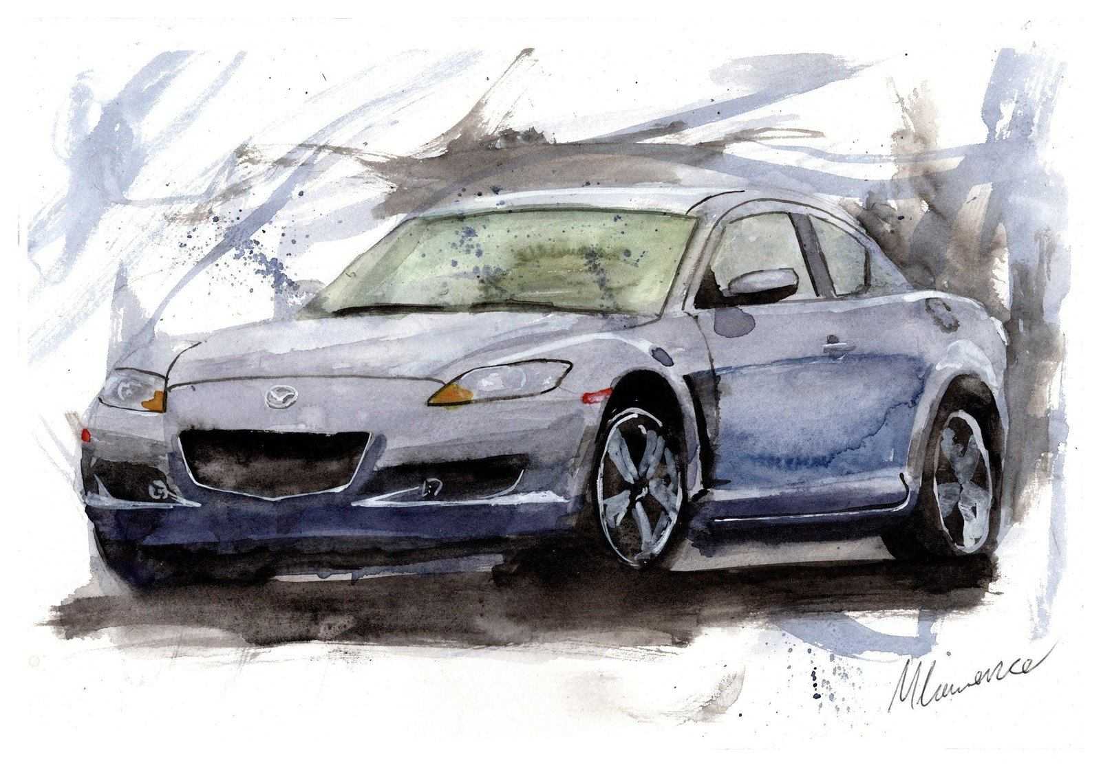 Mazda Rx8 Print Watercolour Painting Limited Print ArtbyMyleslaurence