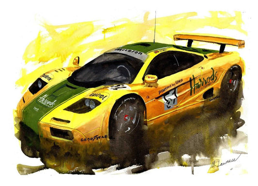 Mclaren F1 Gtr Print Watercolour Painting Le Mans Limited Print ArtbyMyleslaurence