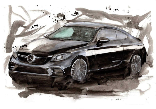 Mercedes C Class Print Watercolour Painting Limited Print ArtbyMyleslaurence