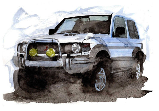 Mitsubishi Pajero Print Watercolour Painting Limited Print ArtbyMyleslaurence