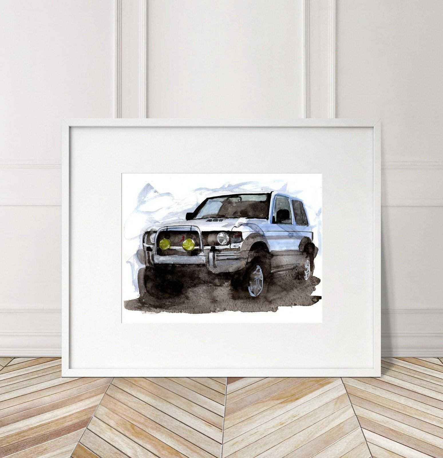 Mitsubishi Pajero Print Watercolour Painting Limited Print ArtbyMyleslaurence