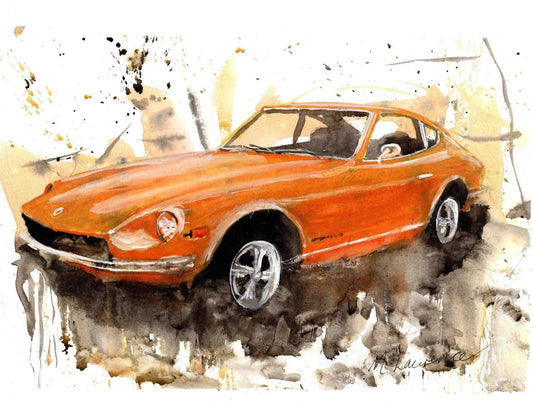 Nissan 240z Print Watercolour Painting Limited Print ArtbyMyleslaurence