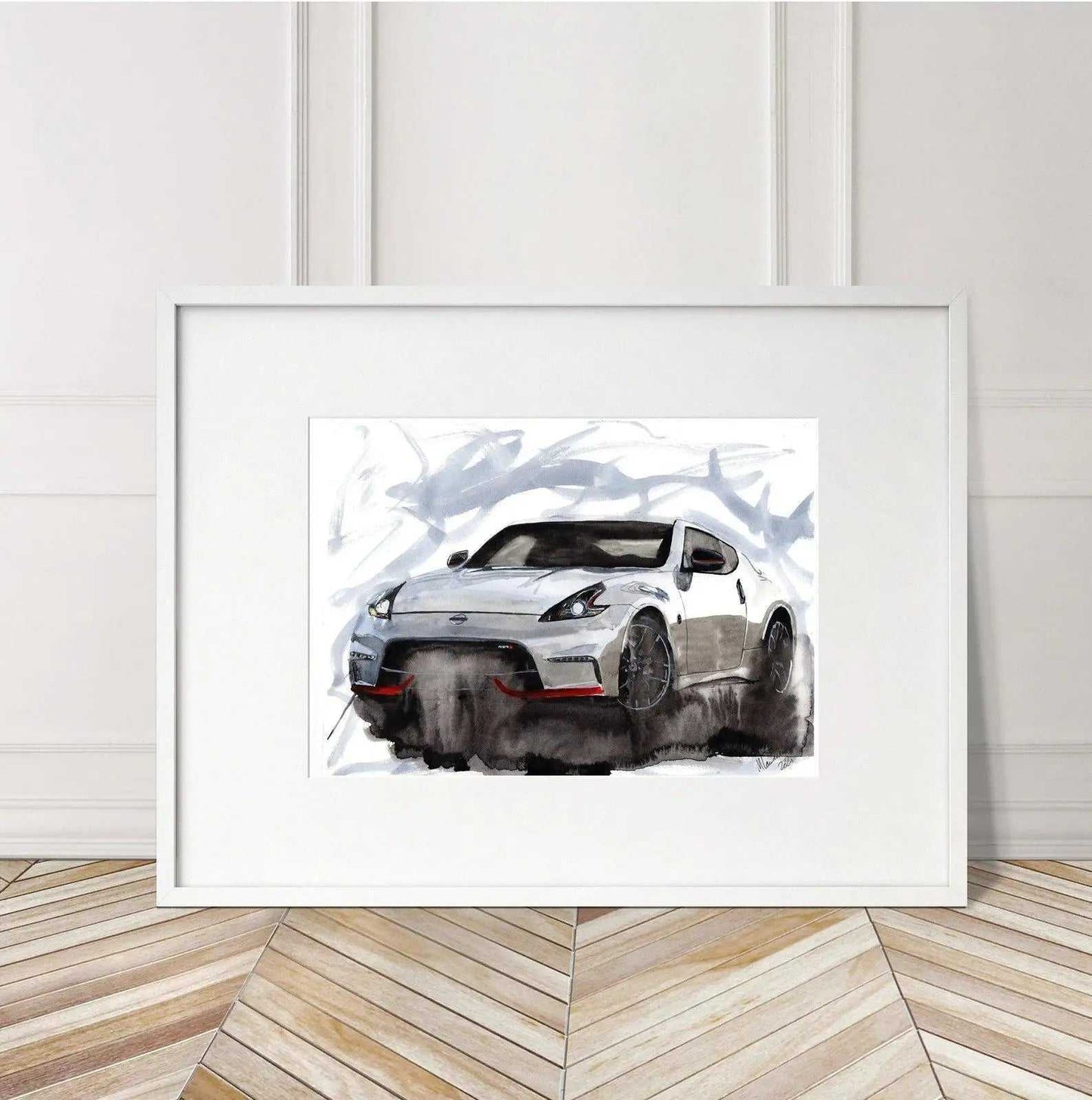 Nissan 370z Nismo Print Watercolour Painting Limited Print ArtbyMyleslaurence