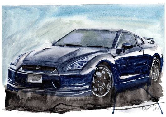 Nissan Gtr Print Watercolour Painting Limited Print car ArtbyMyleslaurence