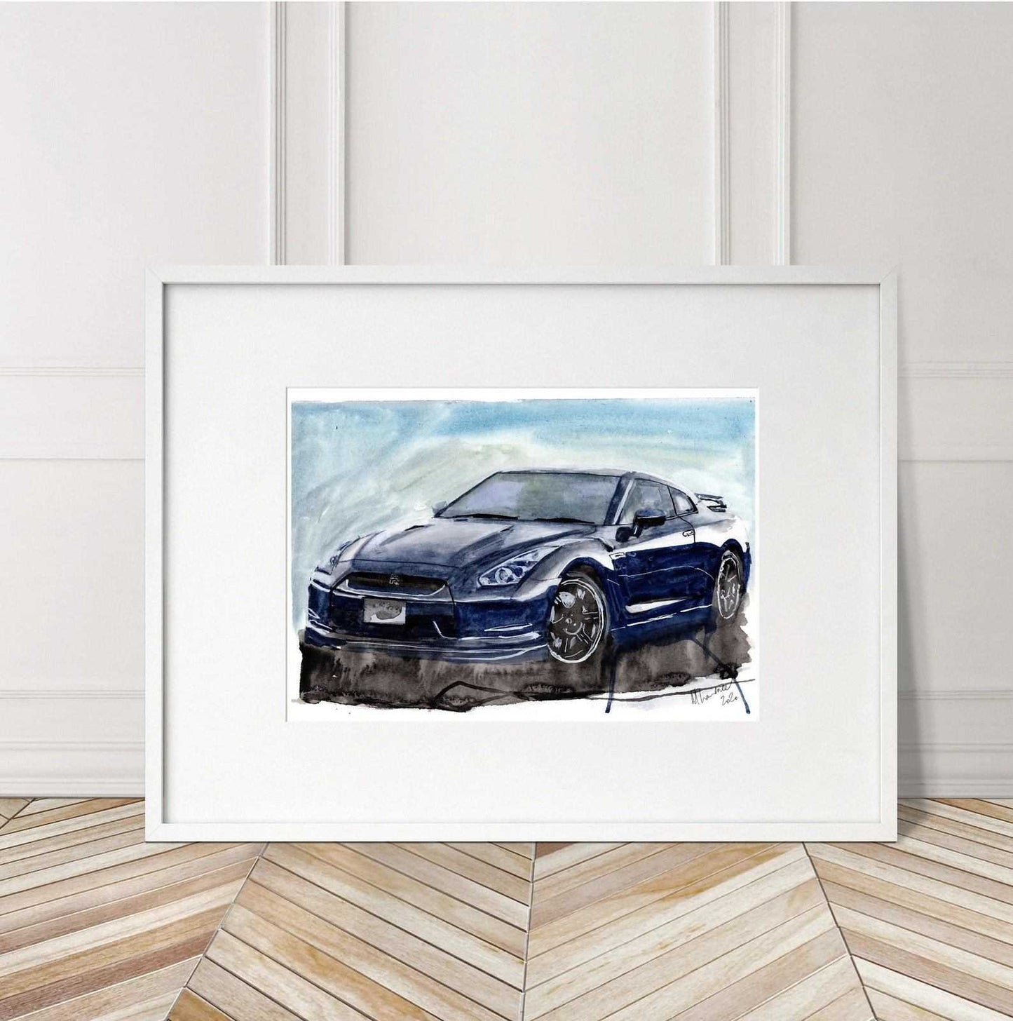 Nissan Gtr Print Watercolour Painting Limited Print car ArtbyMyleslaurence