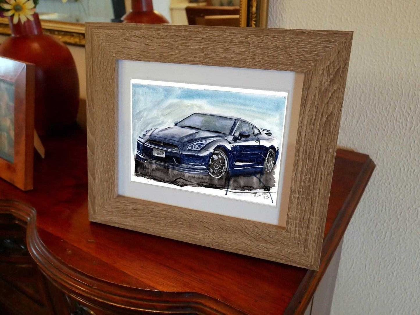 Nissan Gtr Print Watercolour Painting Limited Print car ArtbyMyleslaurence