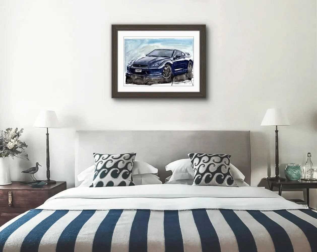 Nissan Gtr Print Watercolour Painting Limited Print car ArtbyMyleslaurence