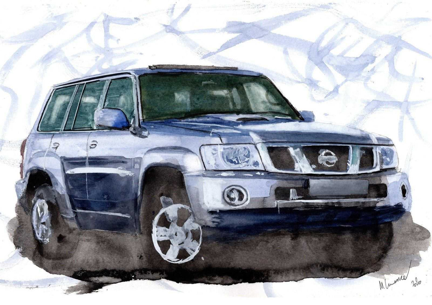 Nissan Patrol Y61 Print Watercolour Painting Limited Print ArtbyMyleslaurence