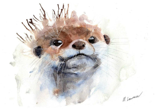 Otter Painting Numbered limited edition Giclee Print of a Watercolour Painting ArtbyMyleslaurence