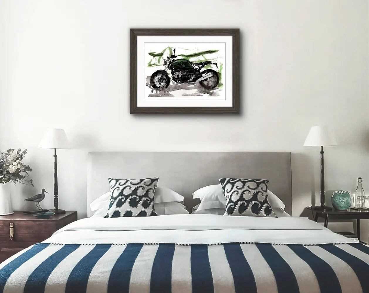 Painting of a Bmw R NineT Pure Limited Print Motorcycle Bike ArtbyMyleslaurence