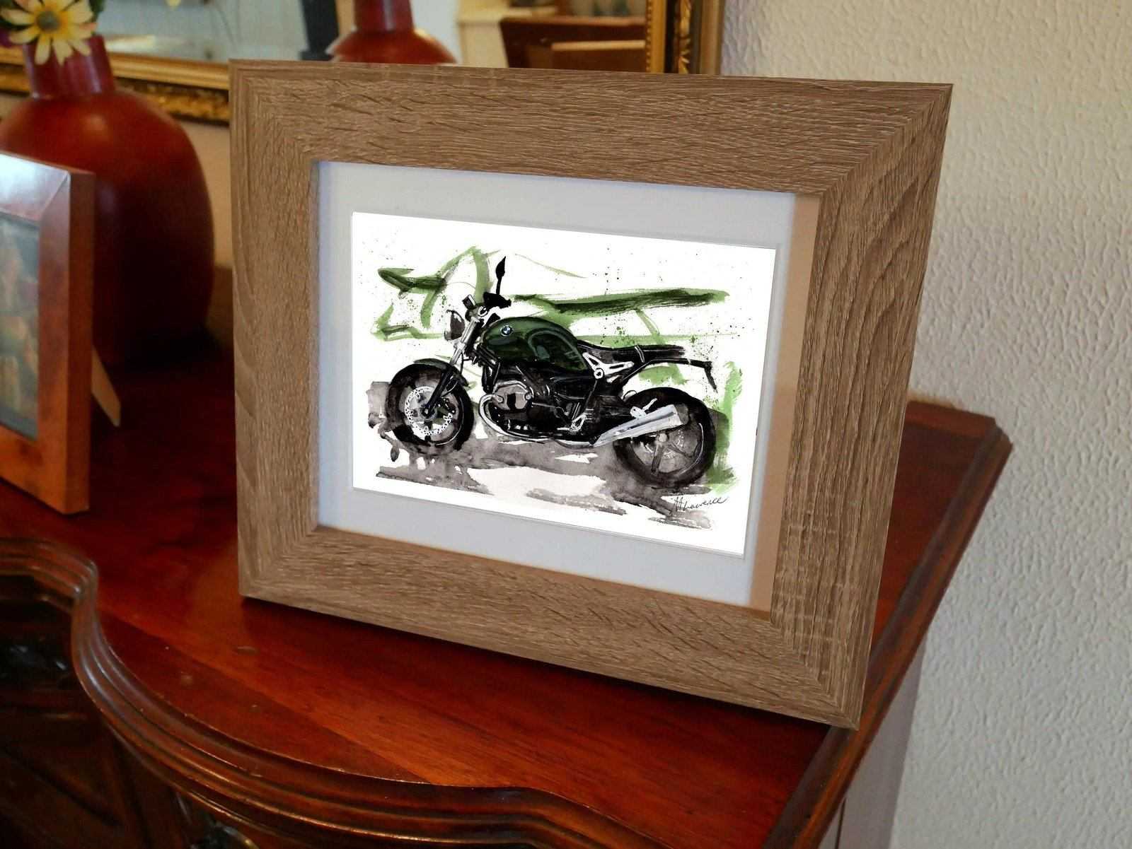 Painting of a Bmw R NineT Pure Limited Print Motorcycle Bike ArtbyMyleslaurence