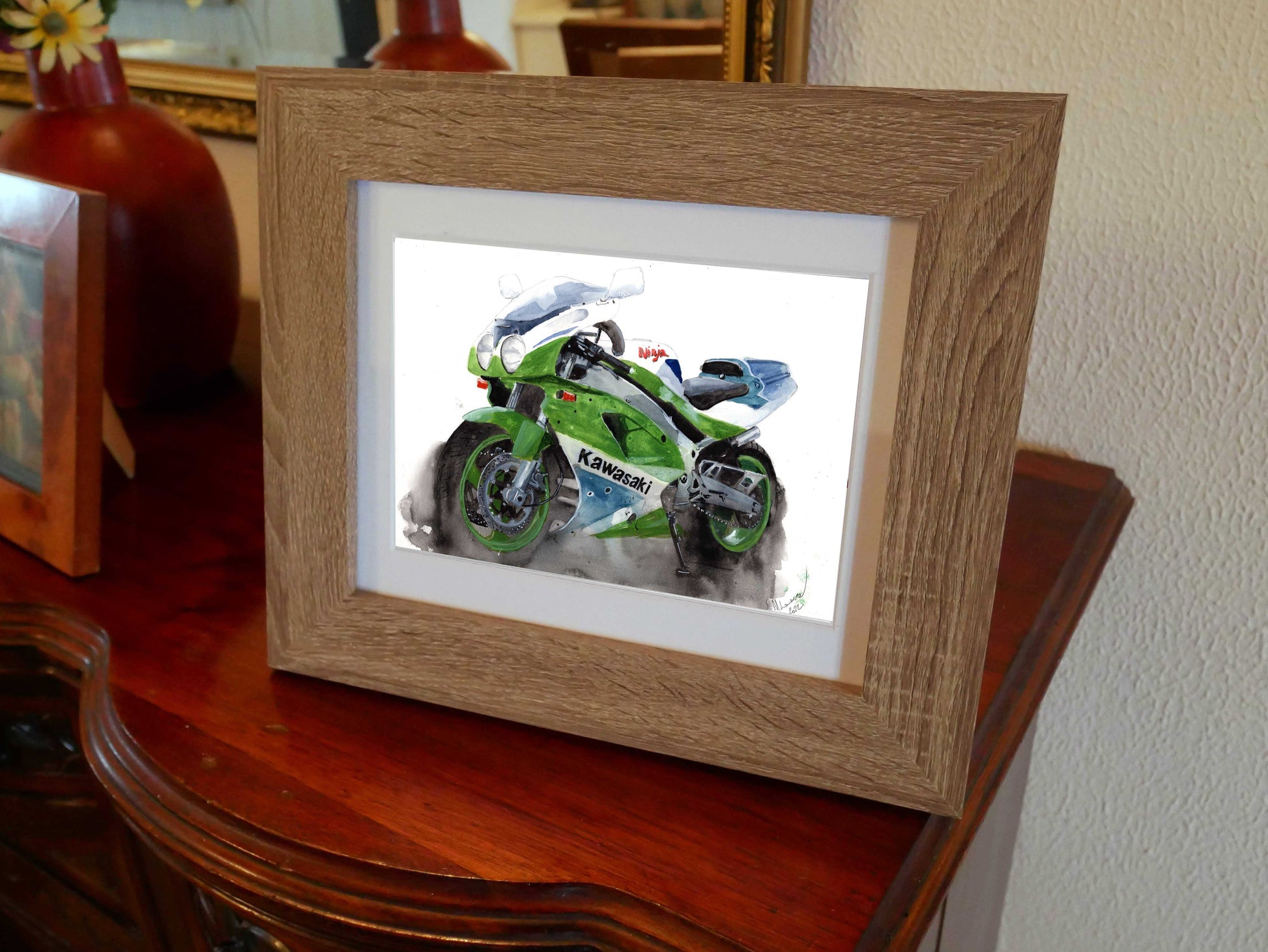 Painting of a Kawasaki ZX7r Limited Print Motorcycle Bike