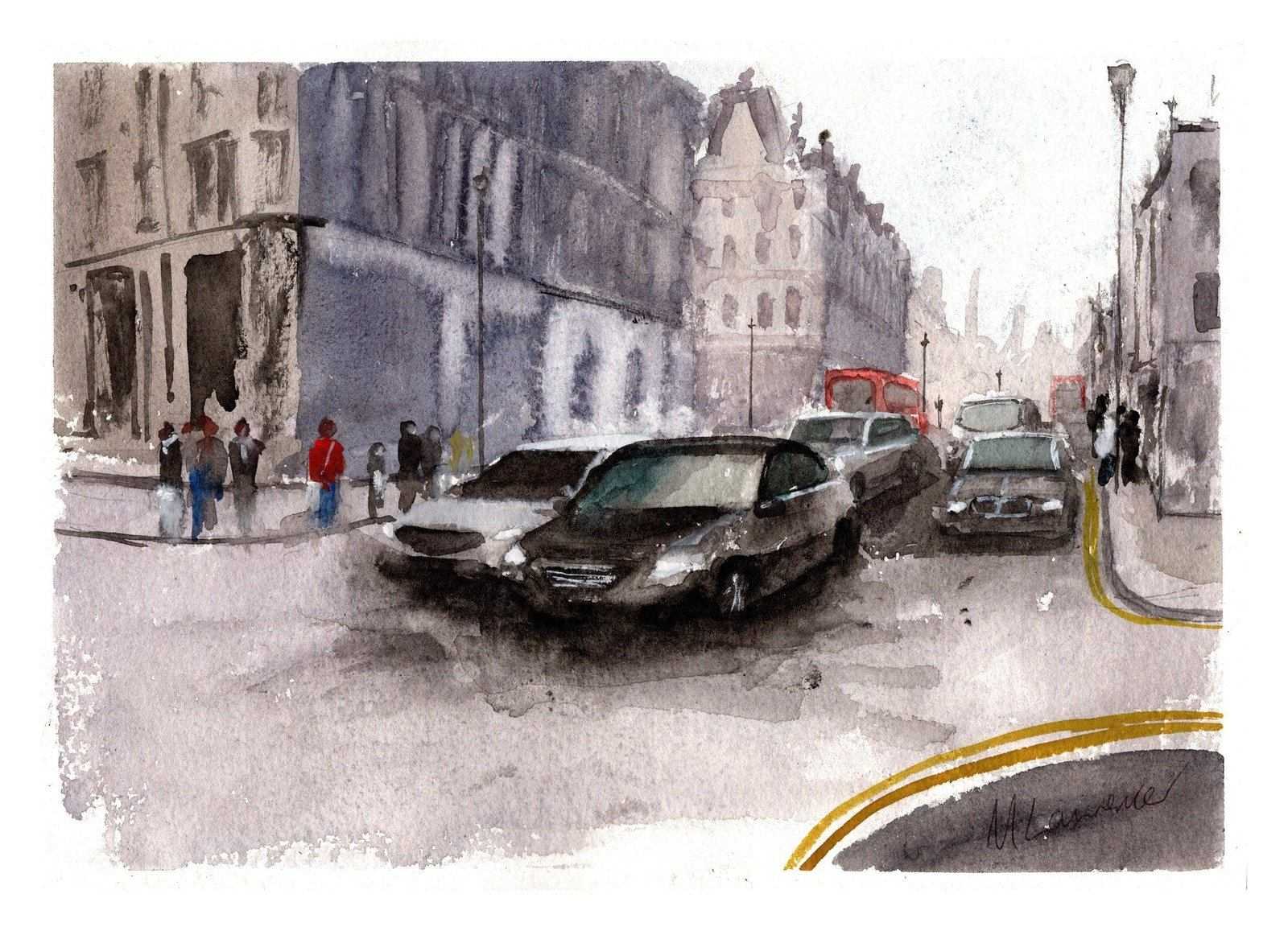 Painting of a London street scene Limited Print ArtbyMyleslaurence